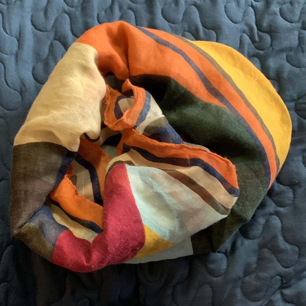 Colourful scarf - geometric print, semi-sheer
